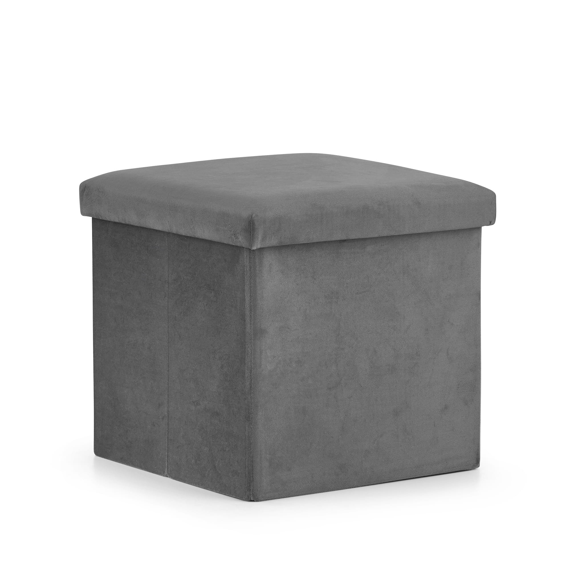 Poef met opbergruimte - 16 stuks - grijs fluweel - 30x30x30 cm - opvouwbaar