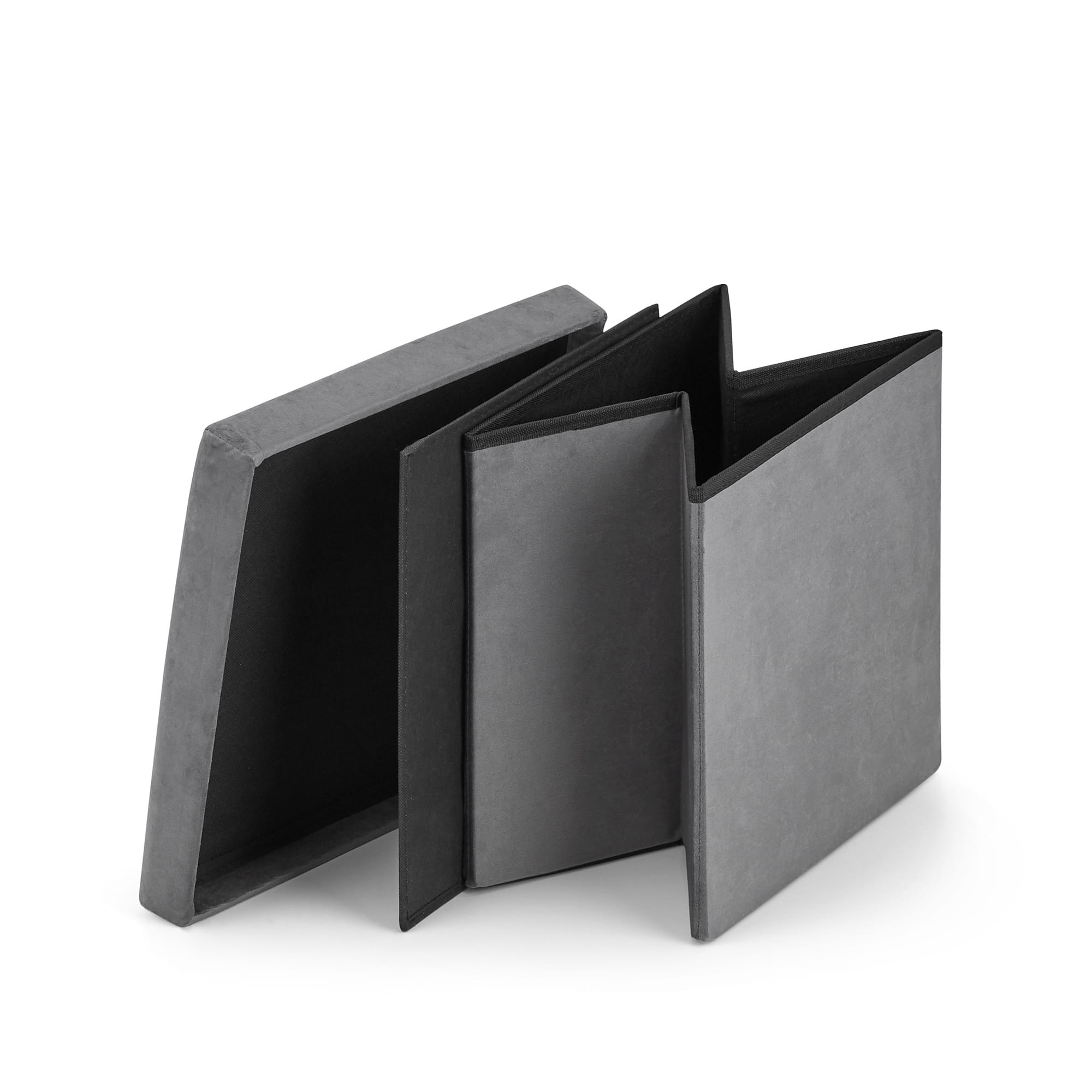 Poef met opbergruimte - 16 stuks - grijs fluweel - 30x30x30 cm - opvouwbaar