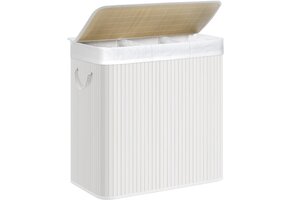 Wasmand bamboe - wit - 60 x 40 x 61.5 cm - 150 liter