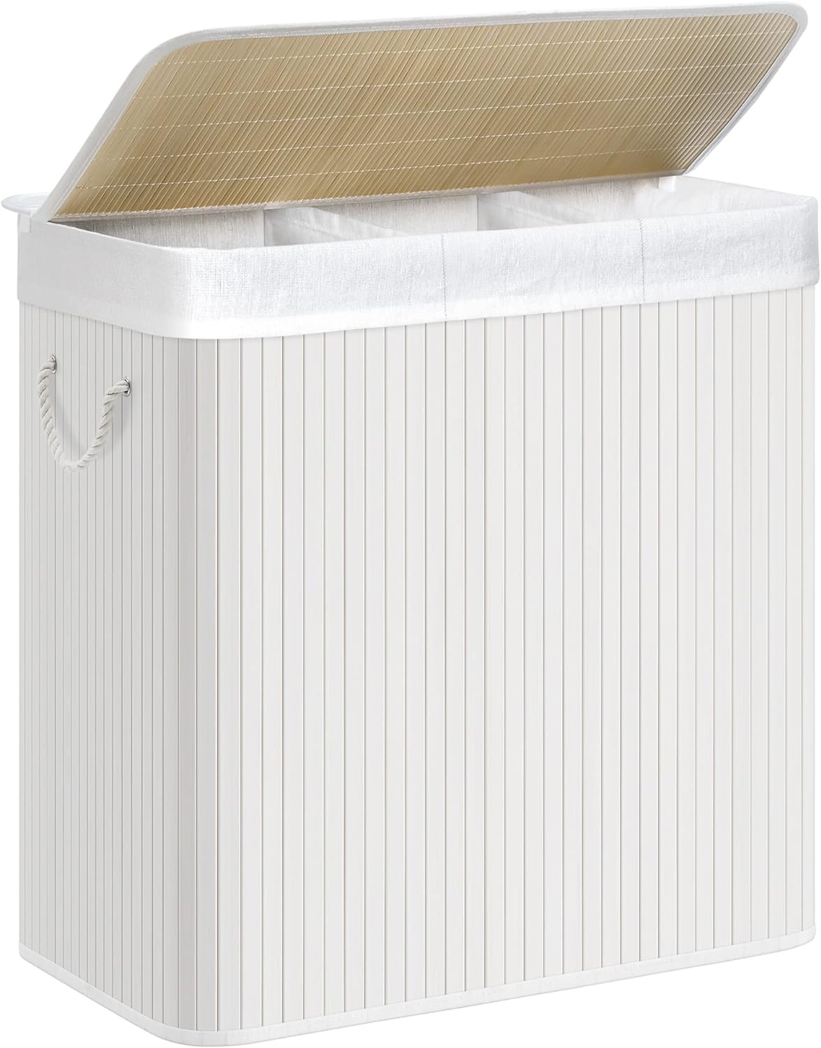 Wasmand bamboe - wit - 60 x 40 x 61.5 cm - 150 liter
