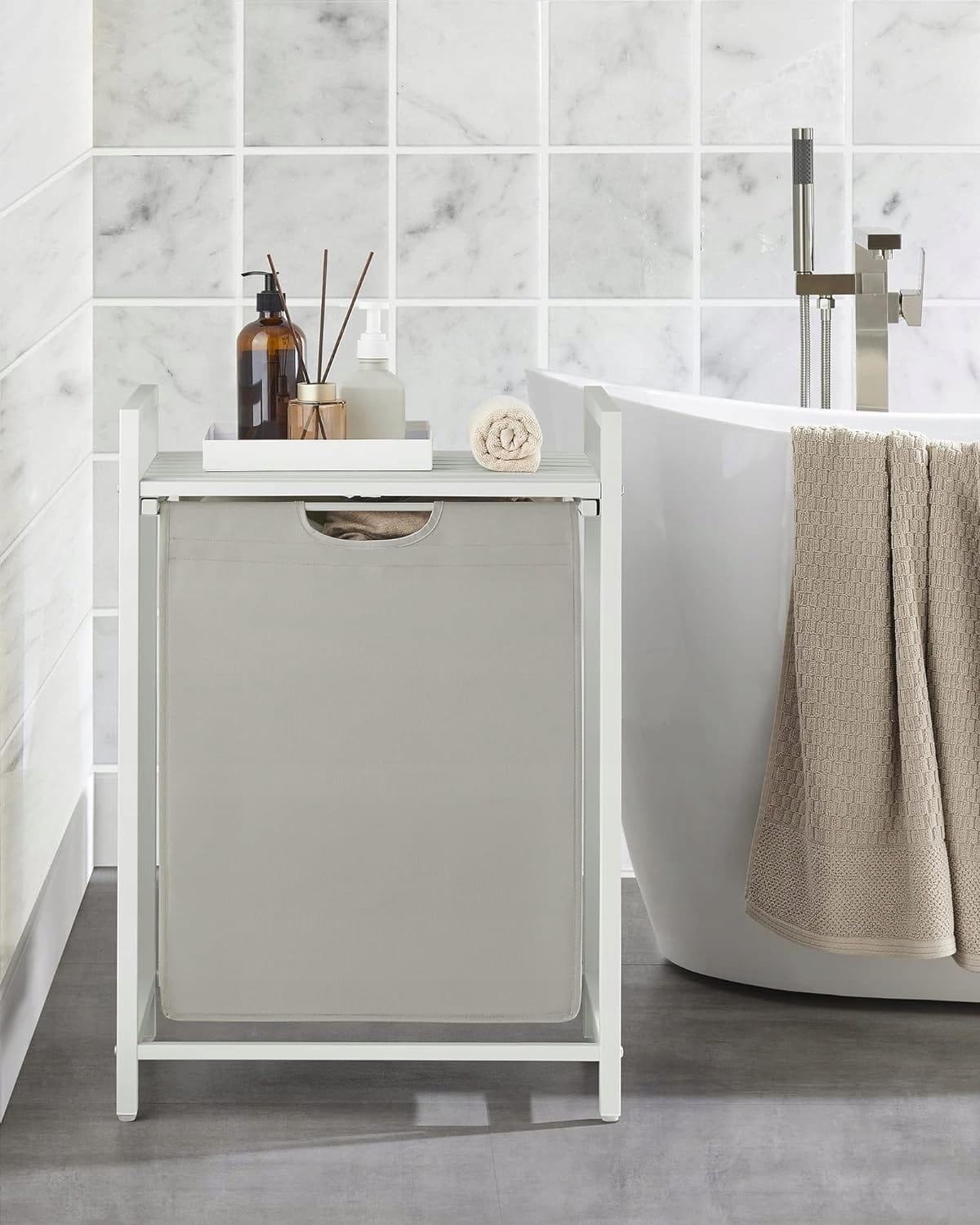 Wasmand - wit - 50 x 33 x 72 cm - MDF en staal