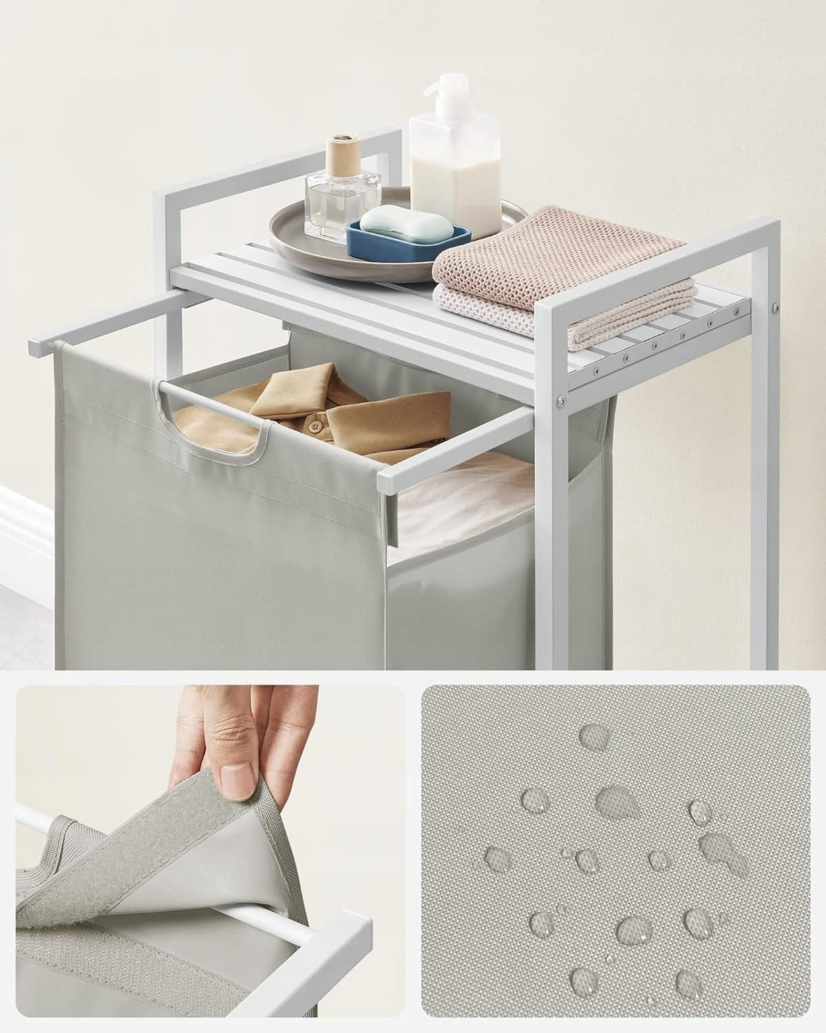 Wasmand - wit - 50 x 33 x 72 cm - MDF en staal