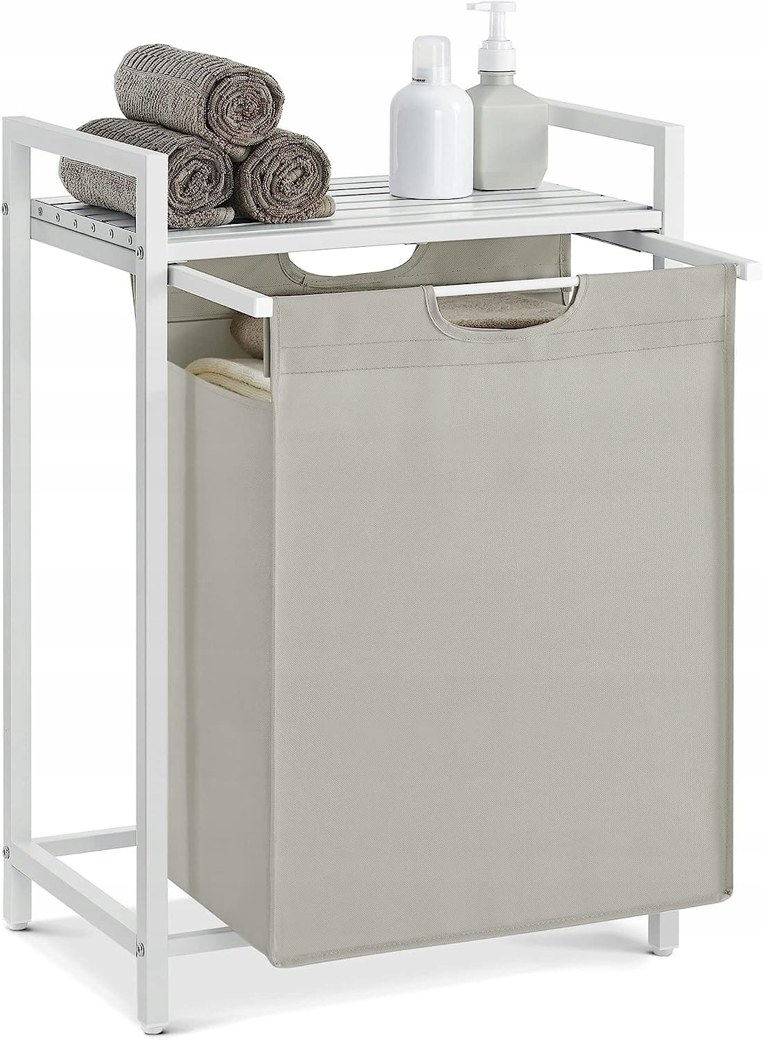 Wasmand - wit - 50 x 33 x 72 cm - MDF en staal