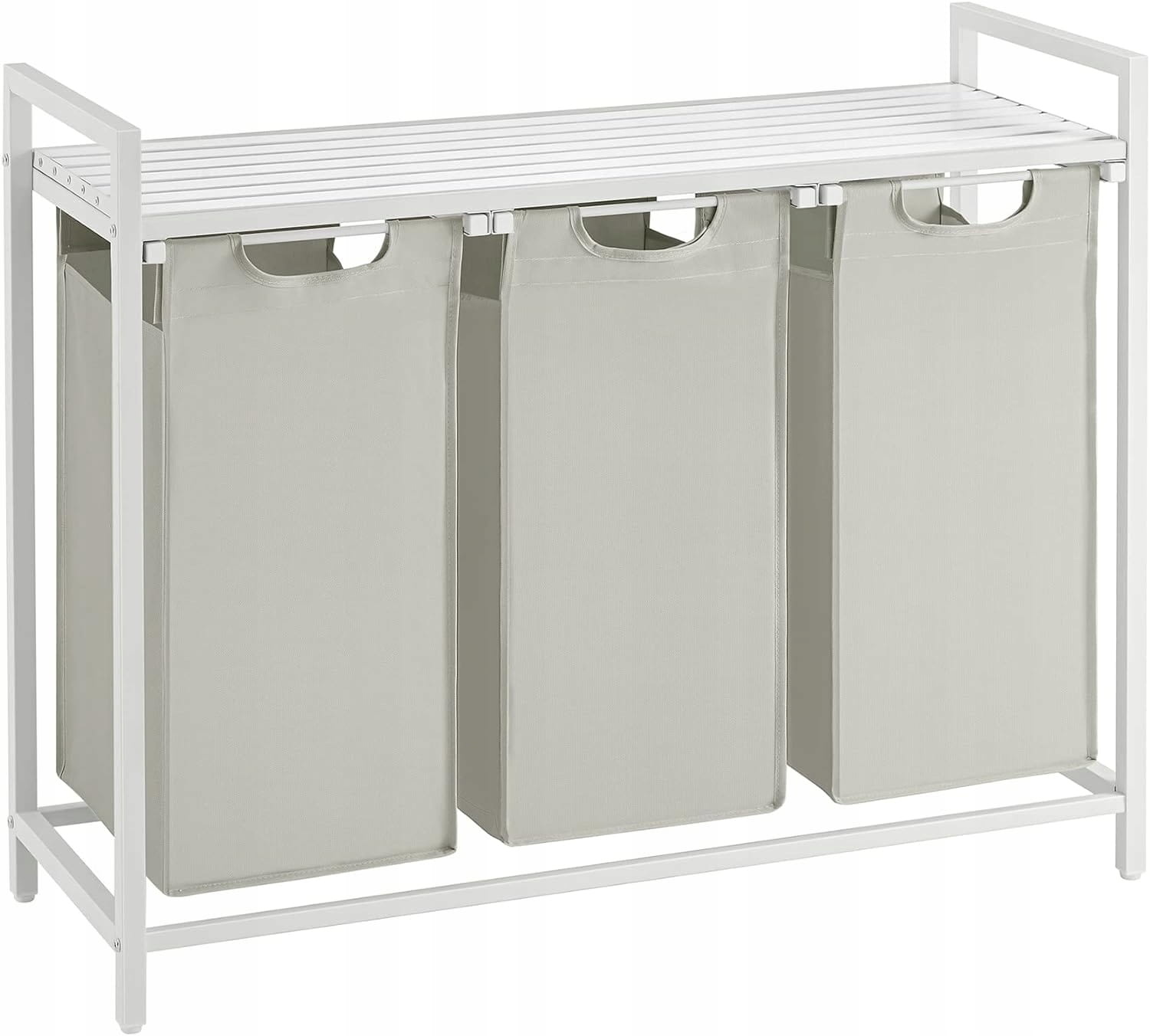 Wasmand 3 vakken - wit - 92.5 x 33 x 72 cm - MDF en staal
