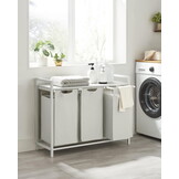 Wasmand 3 vakken - wit - 92.5 x 33 x 72 cm - MDF en staal