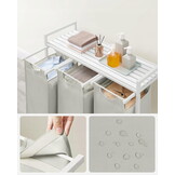 Wasmand 3 vakken - wit - 92.5 x 33 x 72 cm - MDF en staal