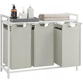 Wasmand 3 vakken - wit - 92.5 x 33 x 72 cm - MDF en staal