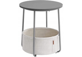 Salontafel rond - cementgrijs - 45x50 cm - met opbergmand