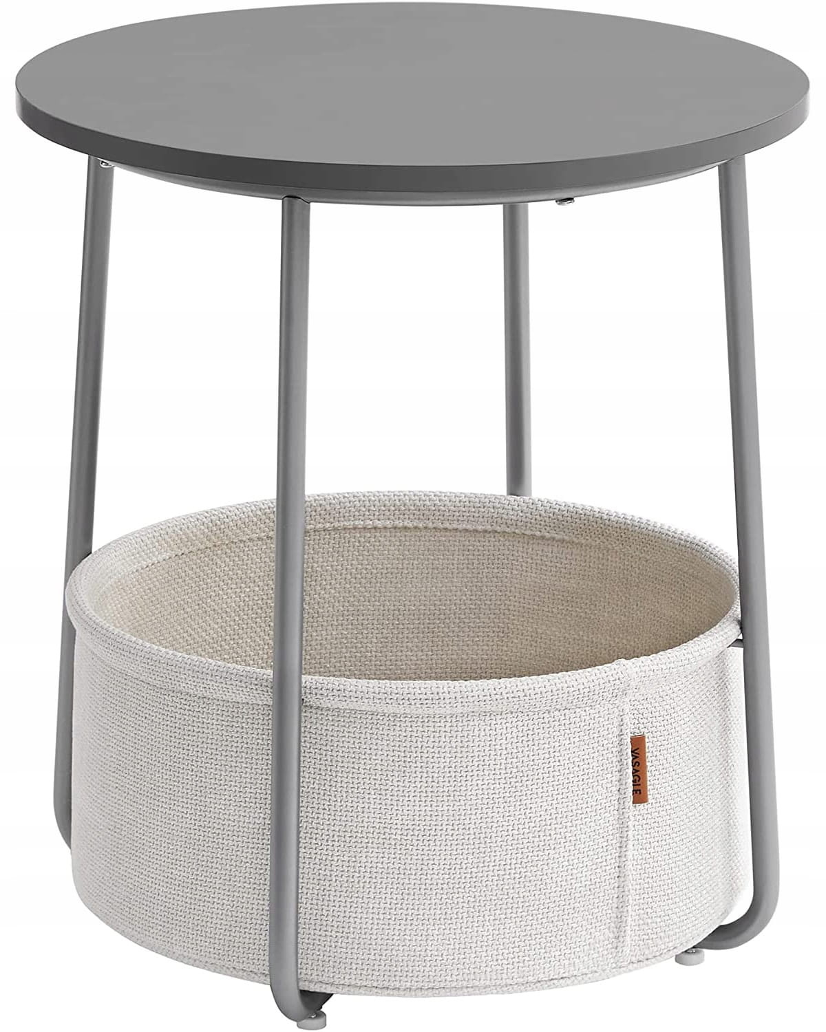 Salontafel rond - cementgrijs - 45x50 cm - met opbergmand