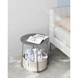 Salontafel rond - cementgrijs - 45x50 cm - met opbergmand