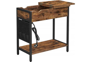 Bijzettafel - rustiek bruin - 60x31,5x60 cm - zelfmontage