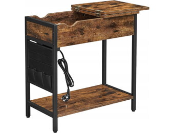 Bijzettafel - rustiek bruin - 60x31,5x60 cm - zelfmontage