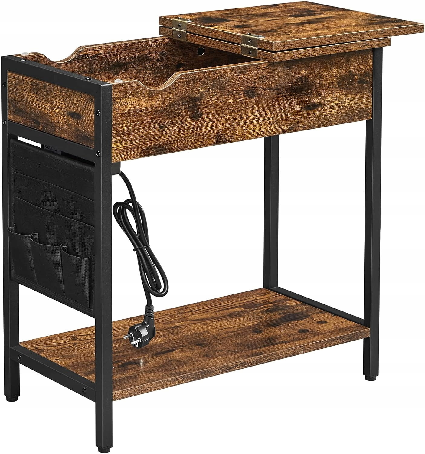 Bijzettafel - rustiek bruin - 60x31,5x60 cm - zelfmontage