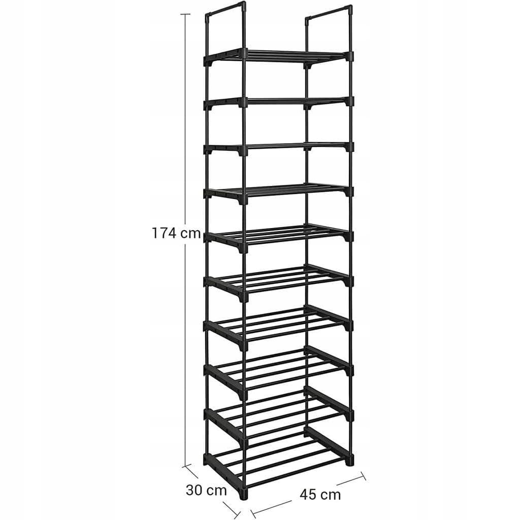 Schoenenrek zwart - metaal - 45x30x174 cm