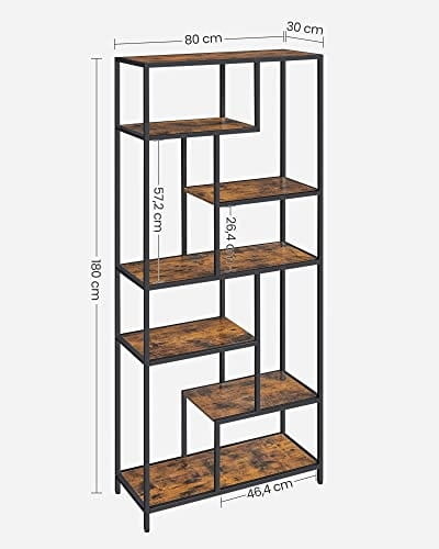 Industriële boekenkast - rustiek bruin - 80 x 30 x 180 cm - zelfmontage