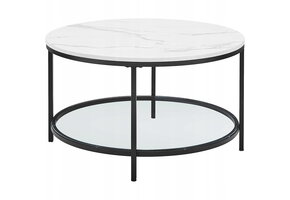 Marmer salontafel - wit/zwart - 80x45,5 cm - max. 30 kg
