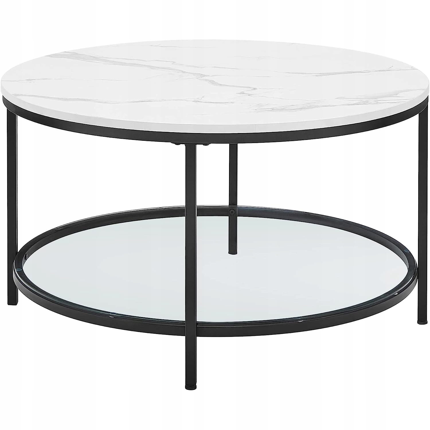 Marmer salontafel - wit/zwart - 80x45,5 cm - max. 30 kg
