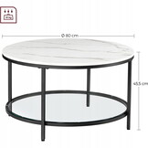 Marmer salontafel - wit/zwart - 80x45,5 cm - max. 30 kg