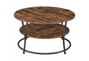 Ronde houten salontafel - rustiek bruin - 80x80x45 cm - zelfmontage