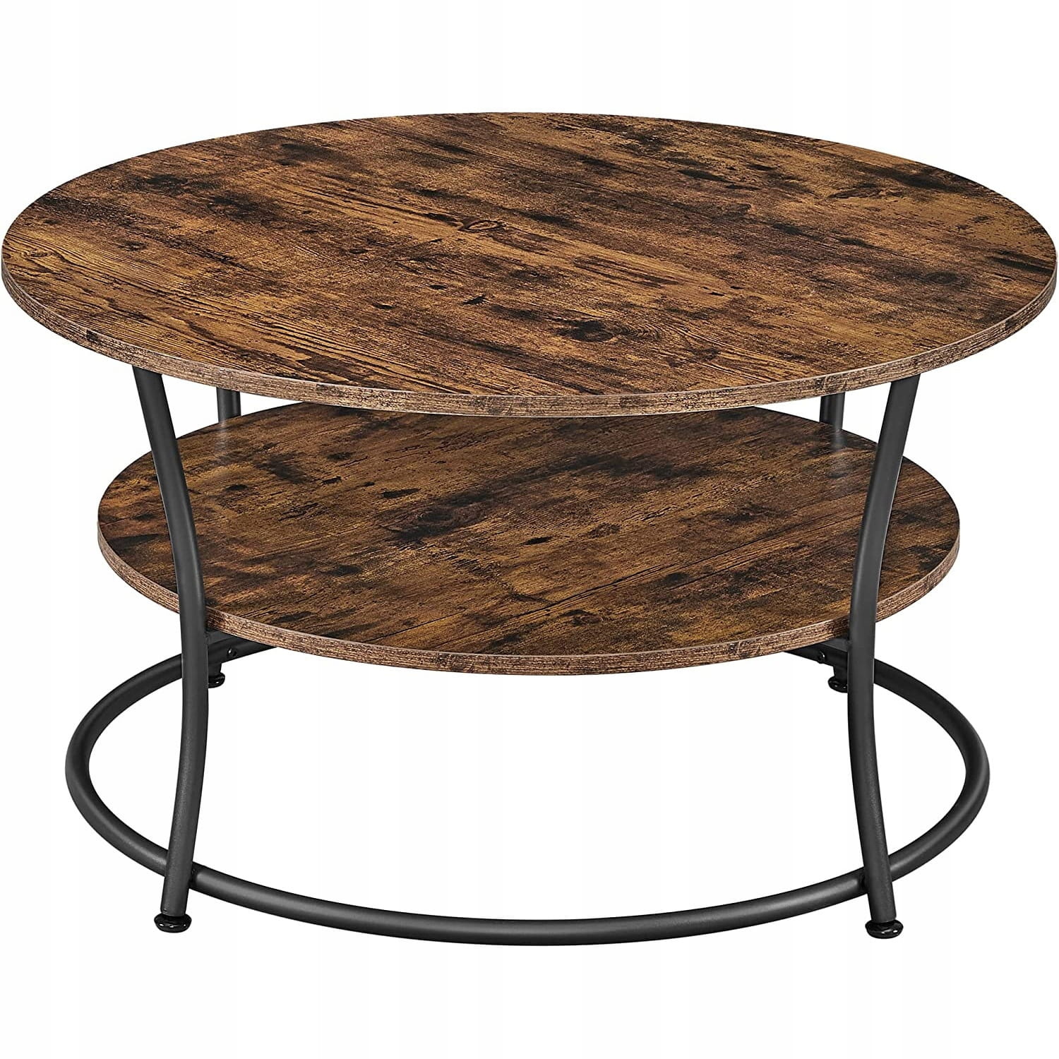 Ronde houten salontafel - rustiek bruin - 80x80x45 cm - zelfmontage