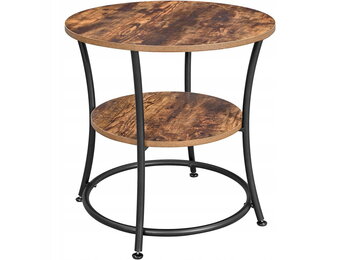 Salontafel industrieel - rustiek bruin - 55x55x55 cm - spaanplaat/metaal