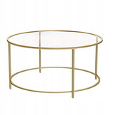 Salontafel rond goud - 84 x 45,5 cm - glas en staal - verstelbare poten