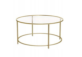 Salontafel rond goud - 84 x 45,5 cm - glas en staal - verstelbare poten