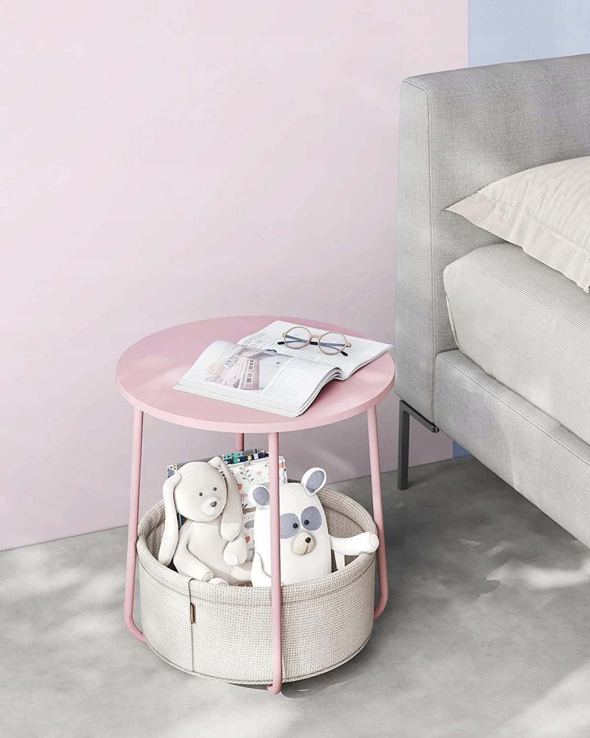 Salontafel roze - 45 x 50 cm - staal - veilig voor kinderen