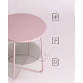 Salontafel roze - 45 x 50 cm - staal - veilig voor kinderen