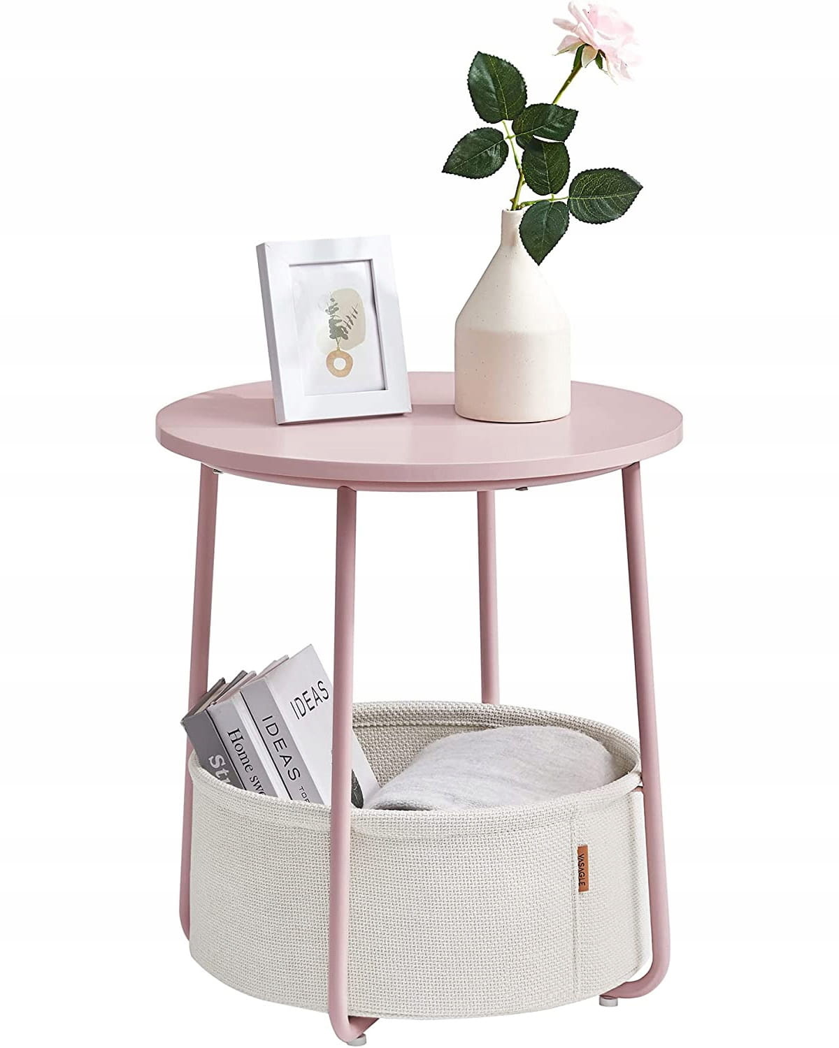 Salontafel roze - 45 x 50 cm - staal - veilig voor kinderen