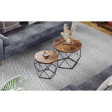 Industriële salontafel - 4 stuks - rustiek bruin - 50x40 cm & 40x36 cm