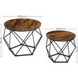 Industriële salontafel - 4 stuks - rustiek bruin - 50x40 cm & 40x36 cm