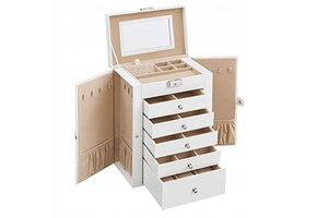 Sieradendoosje - wit - 26x15,6x32 cm - met spiegel