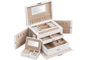 Sieradendoos - wit - 26 x 18,2 x 14 cm - afsluitbaar