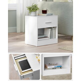 Nachtkastje wit - spaanplaat - 28x39x41 cm - lade en plank