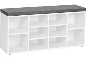 Schoenenbank - wit en grijs - 104x30x48cm - zelfmontage