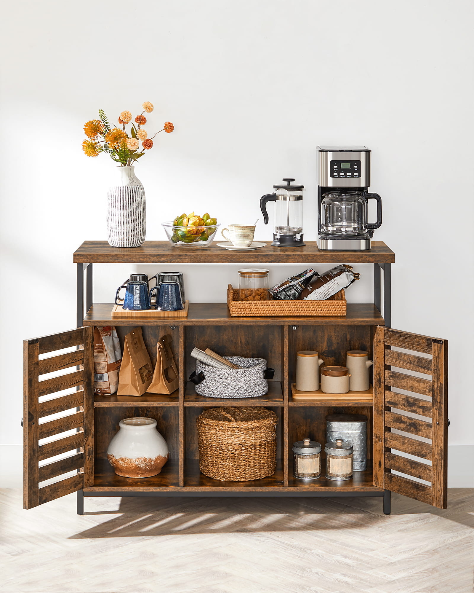 Industriële dressoir - rustiek bruin/zwart - 100x35x81.5 cm - zelfmontage