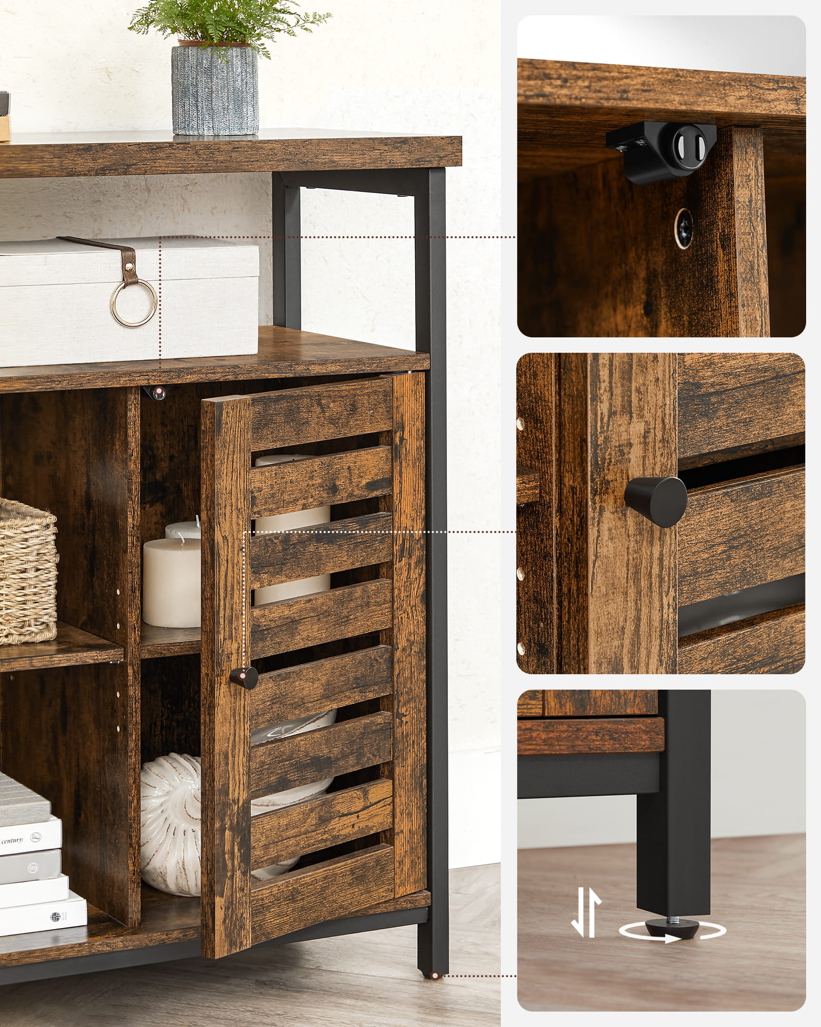 Industriële dressoir - rustiek bruin/zwart - 100x35x81.5 cm - zelfmontage