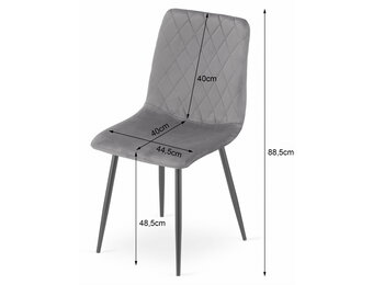 Velvet eetkamerstoel - lichtgrijs - 88.5x44.5x53 cm - zelfmontage