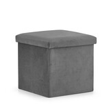 Poef met opbergruimte - 8 stuks - grijs fluweel - 36x38x38 cm