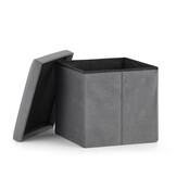 Poef met opbergruimte - 8 stuks - grijs fluweel - 36x38x38 cm