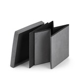 Poef met opbergruimte - 8 stuks - grijs fluweel - 36x38x38 cm