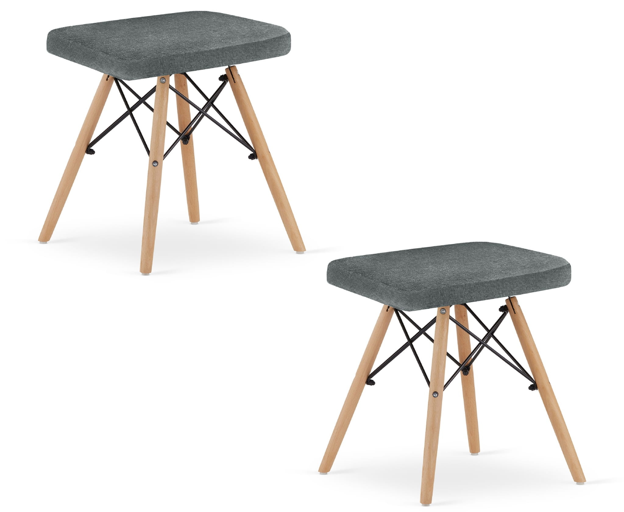 Design kruk - set van 2 - grijs - 45.5x42.5x40.5 cm