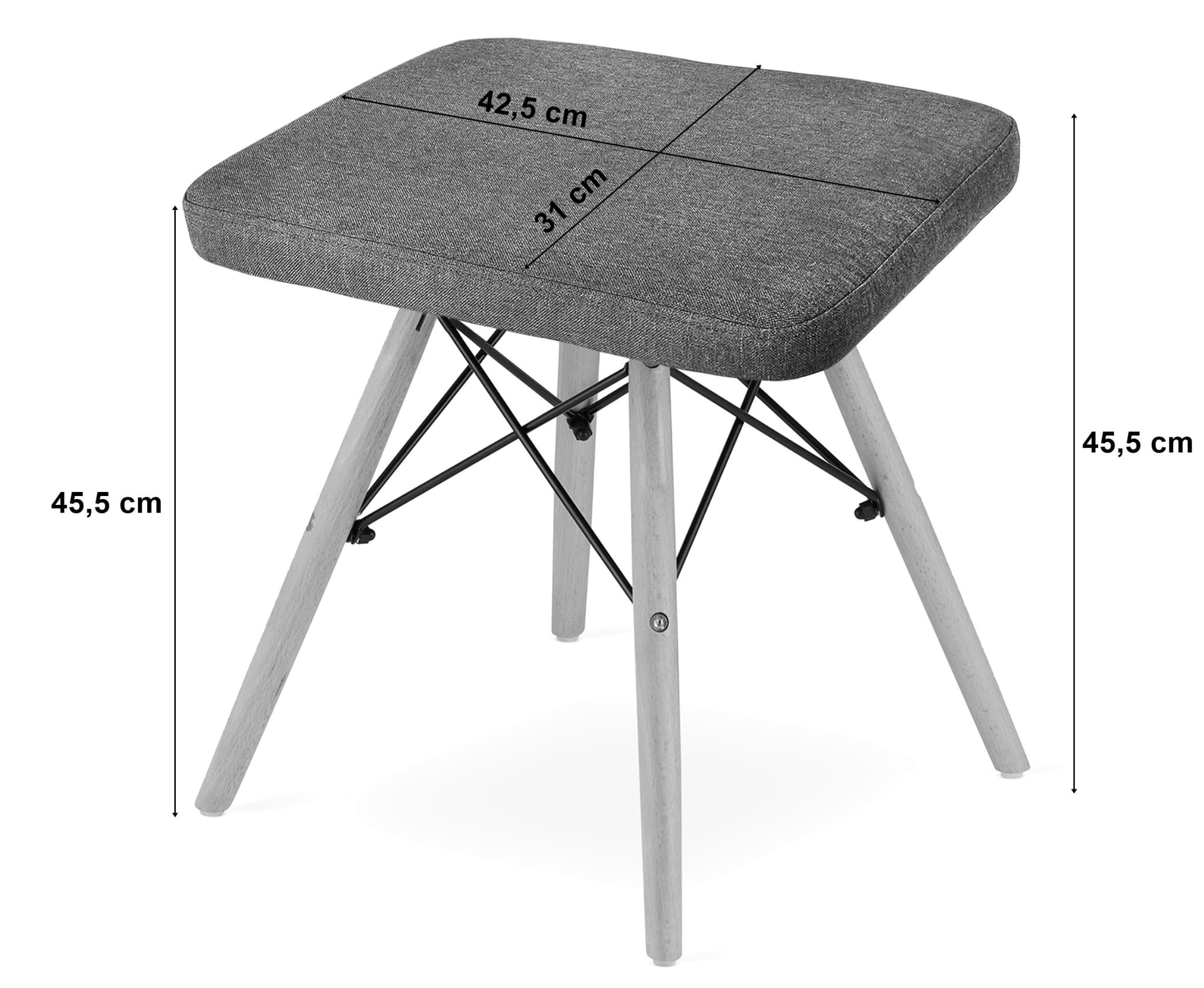 Design kruk - set van 2 - grijs - 45.5x42.5x40.5 cm
