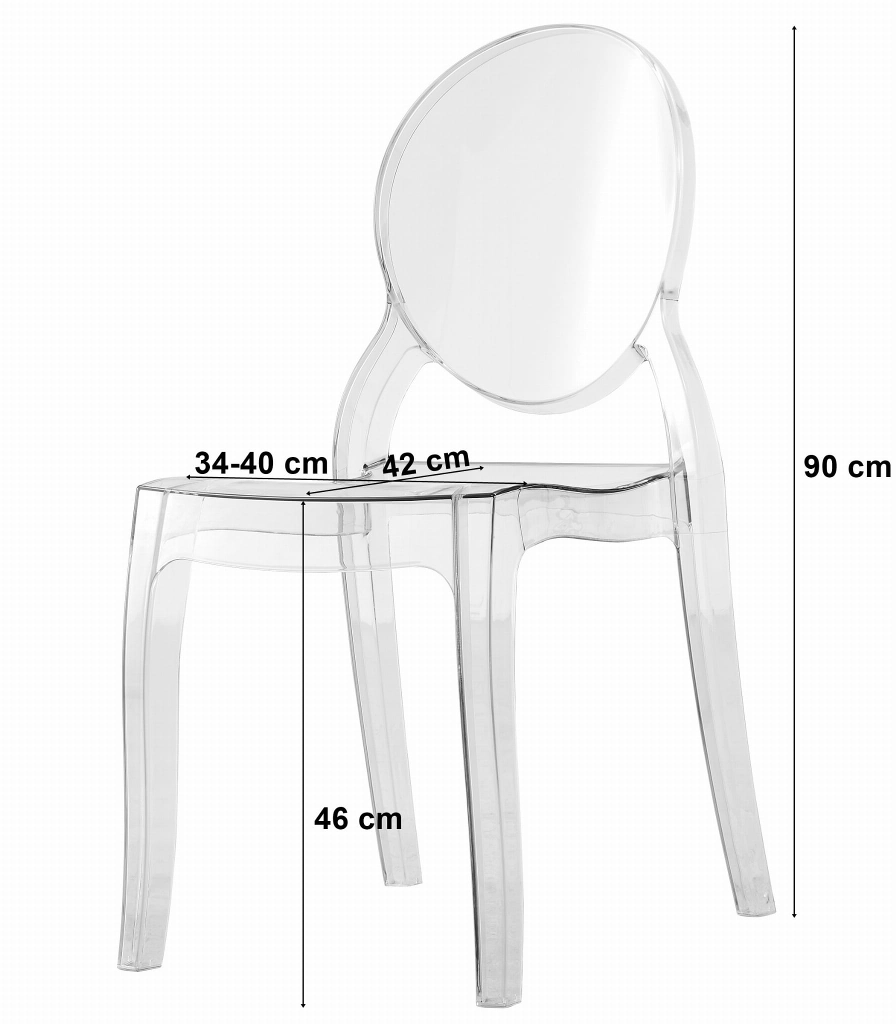 Doorzichtige stoel - set van 2 - 90x45.5x53.5 cm - polycarbonaat