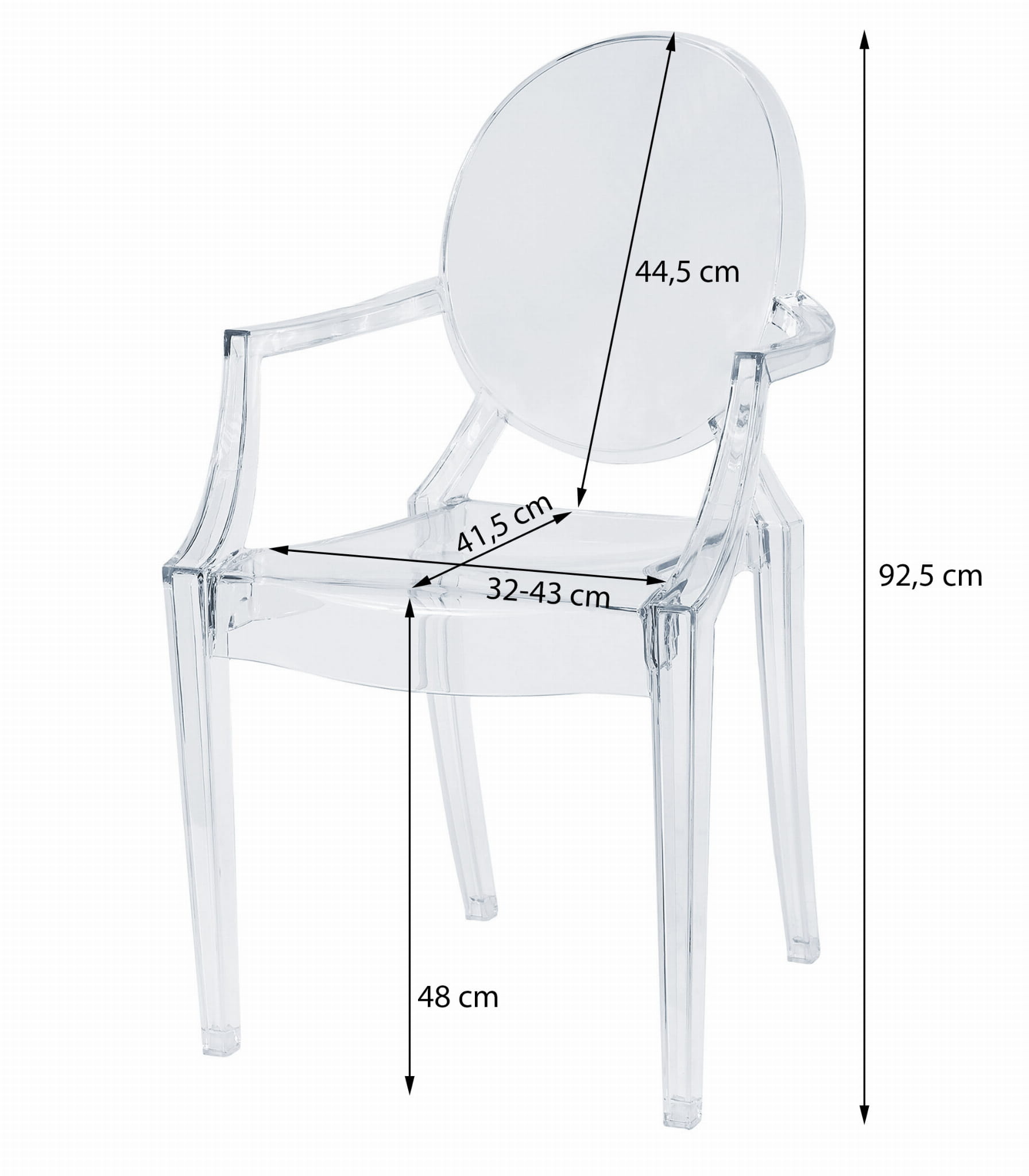 Doorzichtige eetkamerstoel - polycarbonaat - 92.5x54x56.5 cm