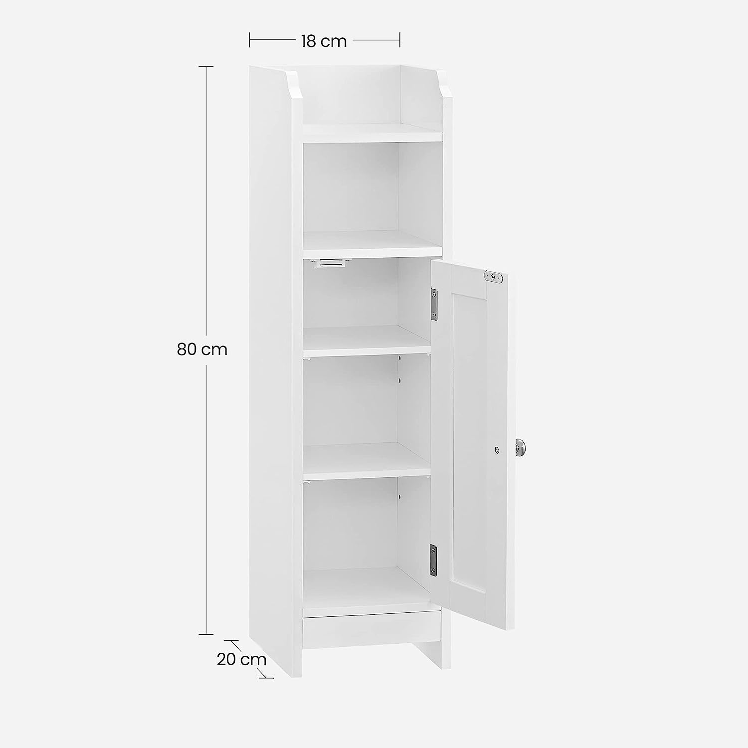 Badkamerkast - wit - 18x20x80 cm - MDF