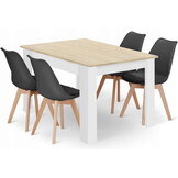 Eettafel en stoelen - 4 stuks - sonoma eiken - zwart