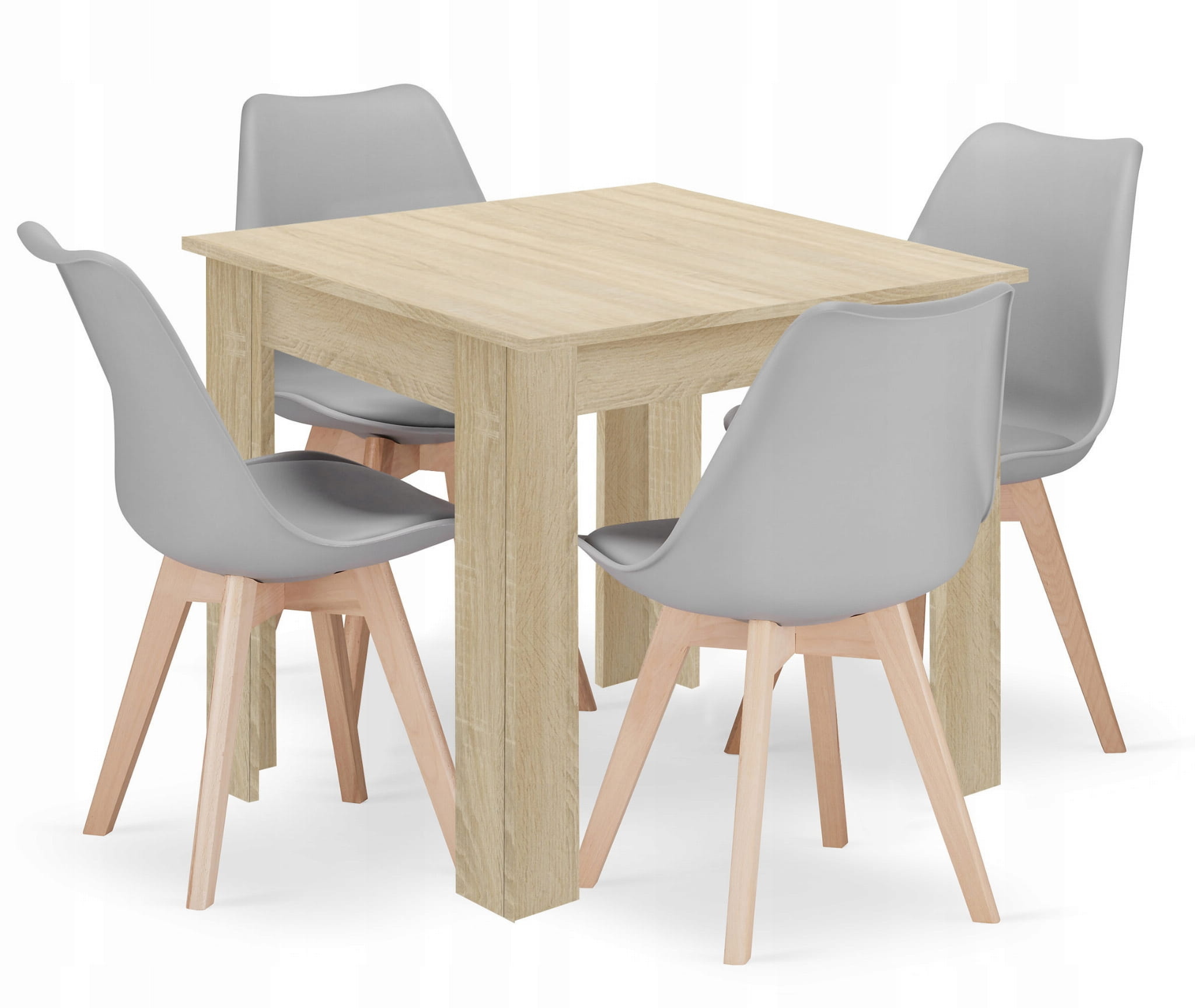 Eettafel en stoelen - 5-delig - Eiken Sonoma - grijze stoelen
