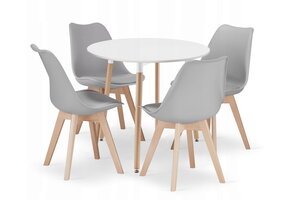 Eettafel en stoelen - wit en grijs - 4 stuks - zelf monteren
